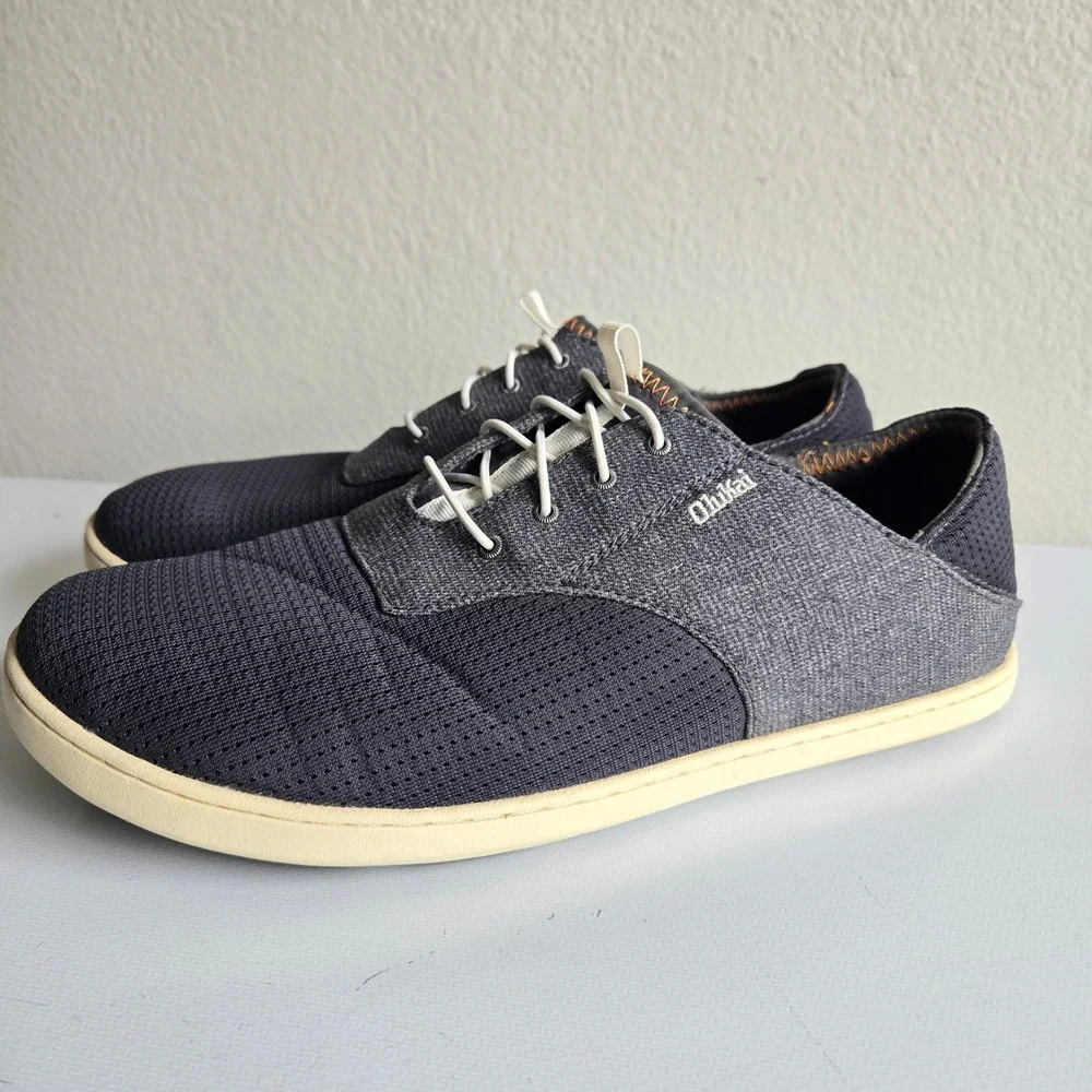 OluKai Nohea Moku Mens 10.5 Charcoal Dark Shadow Boat‎ Shoes Sneakers 10283-6C6C